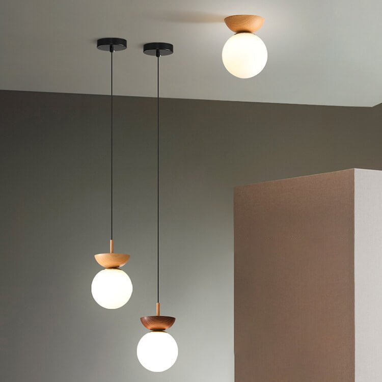 Wooden Pendant Light - Elegant Japanese Zen Design