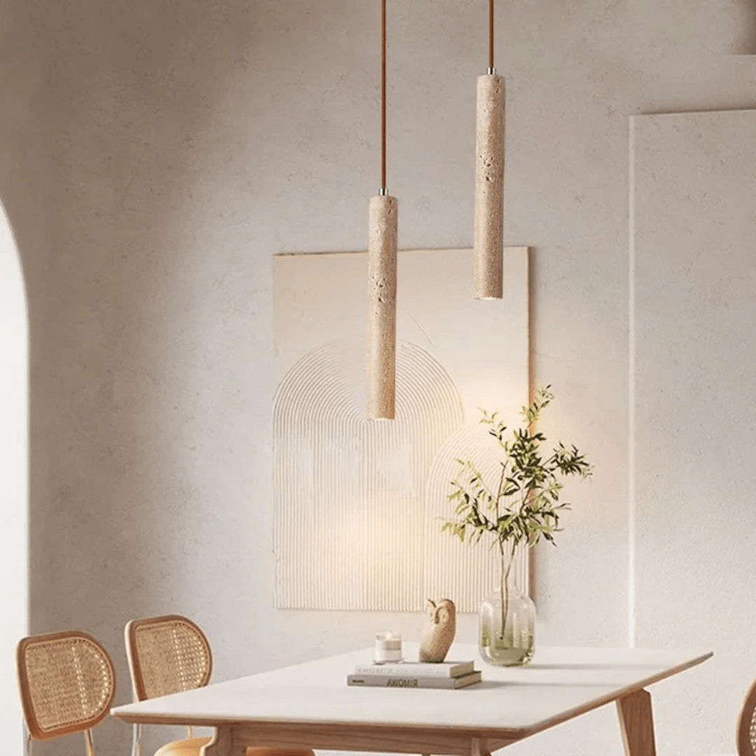 Minimalist LED Chandelier in Travertine Design - Pendant Lamp