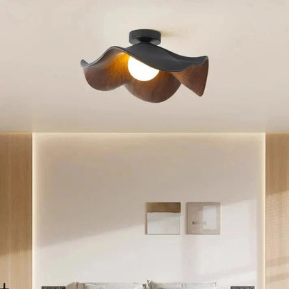 Scandinavian Wooden Pendant Light - Lotus Flower Style