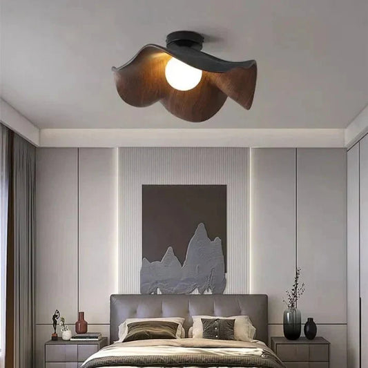 Scandinavian Wooden Pendant Light - Lotus Flower Style