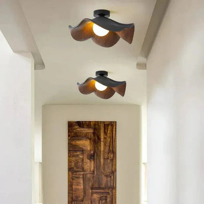 Scandinavian Wooden Pendant Light - Lotus Flower Style