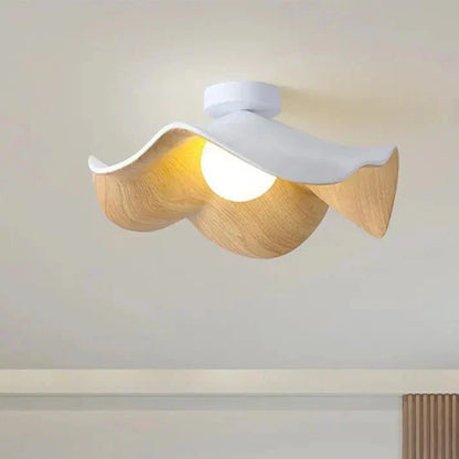 Scandinavian Wooden Pendant Light - Lotus Flower Style