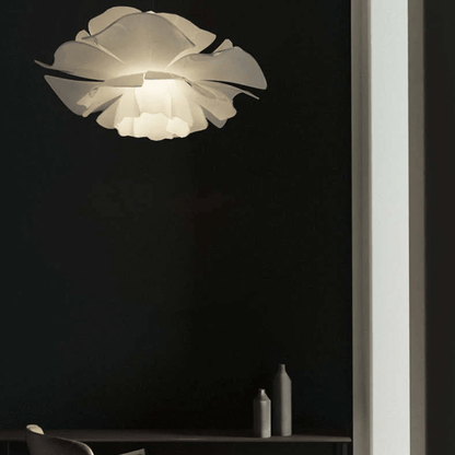Floral Pattern Pendant Light in White Metal