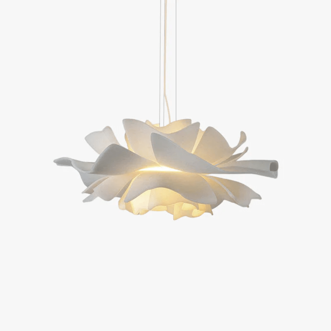 Floral Pattern Pendant Light in White Metal