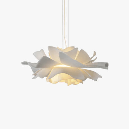 Floral Pattern Pendant Light in White Metal