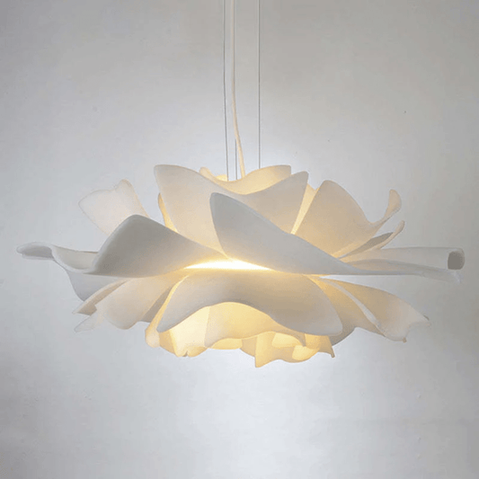 Floral Pattern Pendant Light in White Metal