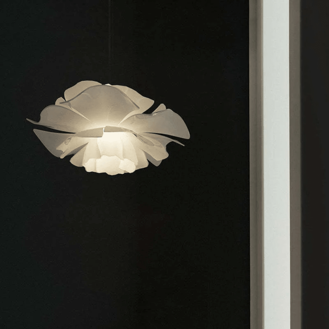 Floral Pattern Pendant Light in White Metal