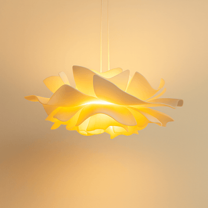 Floral Pattern Pendant Light in White Metal