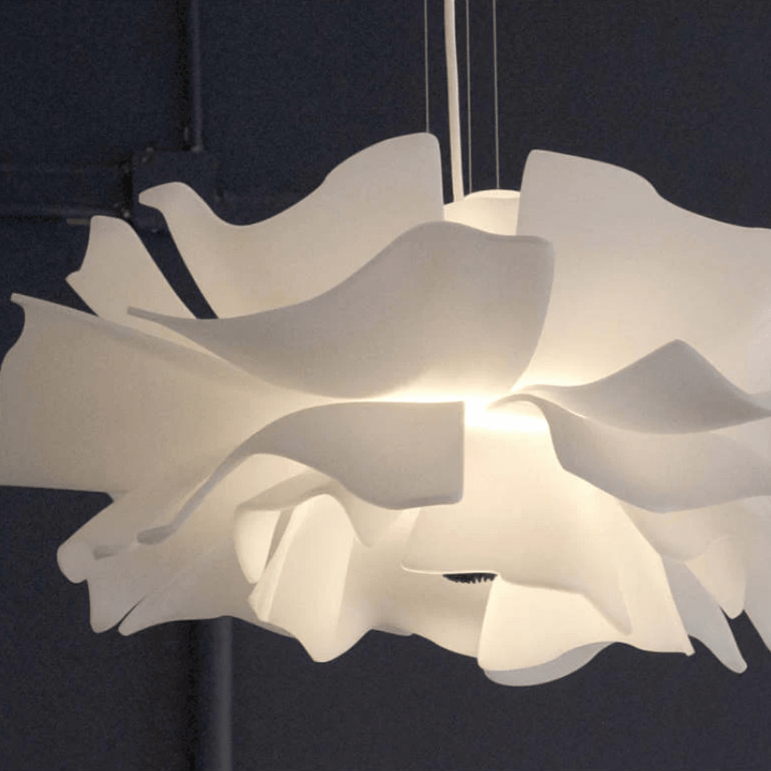 Floral Pattern Pendant Light in White Metal