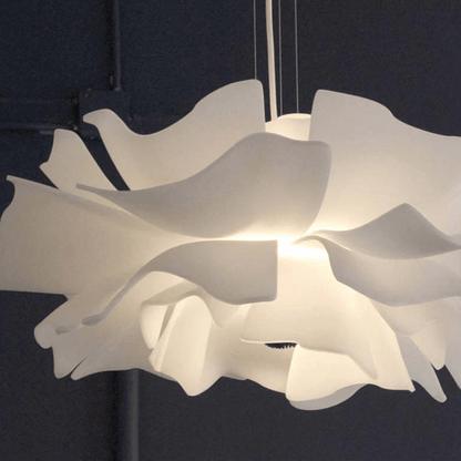 Floral Pattern Pendant Light in White Metal