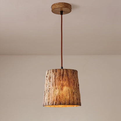 Rustic Wooden Block Pendant Light - Natural Wood Design
