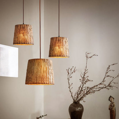 Rustic Wooden Block Pendant Light - Natural Wood Design