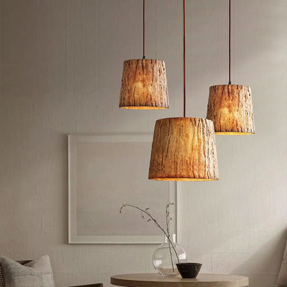 Rustic Wooden Block Pendant Light - Natural Wood Design