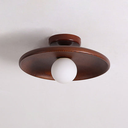 Minimalist Round Pendant Light - Nordic Wood Design for Hallway