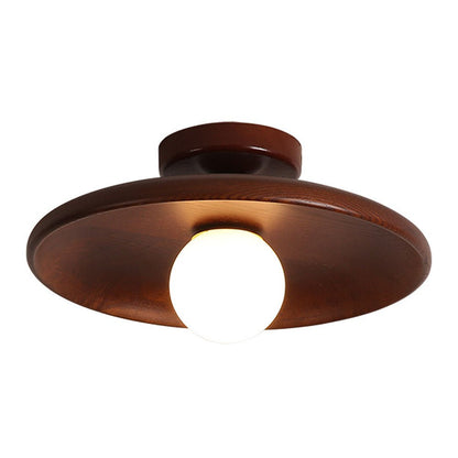 Minimalist Round Pendant Light - Nordic Wood Design for Hallway