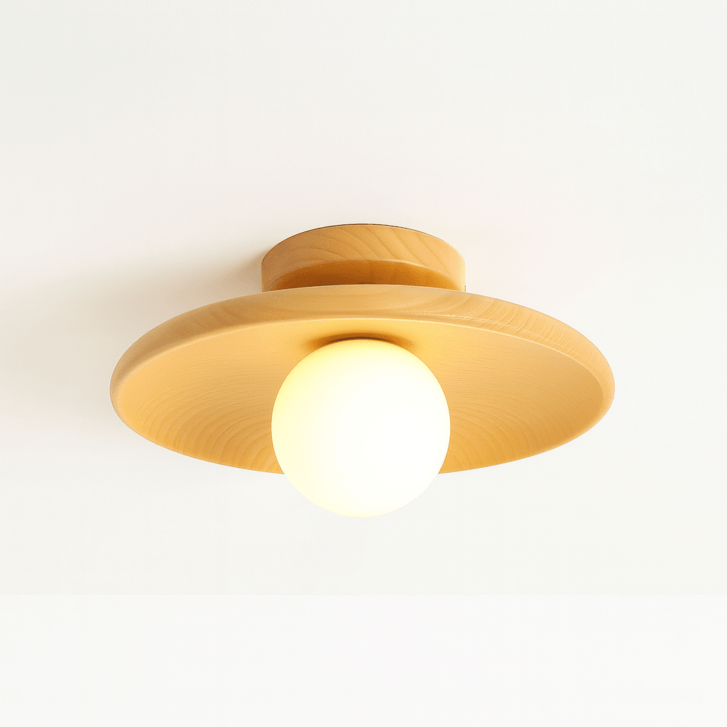 Minimalist Round Pendant Light - Nordic Wood Design for Hallway
