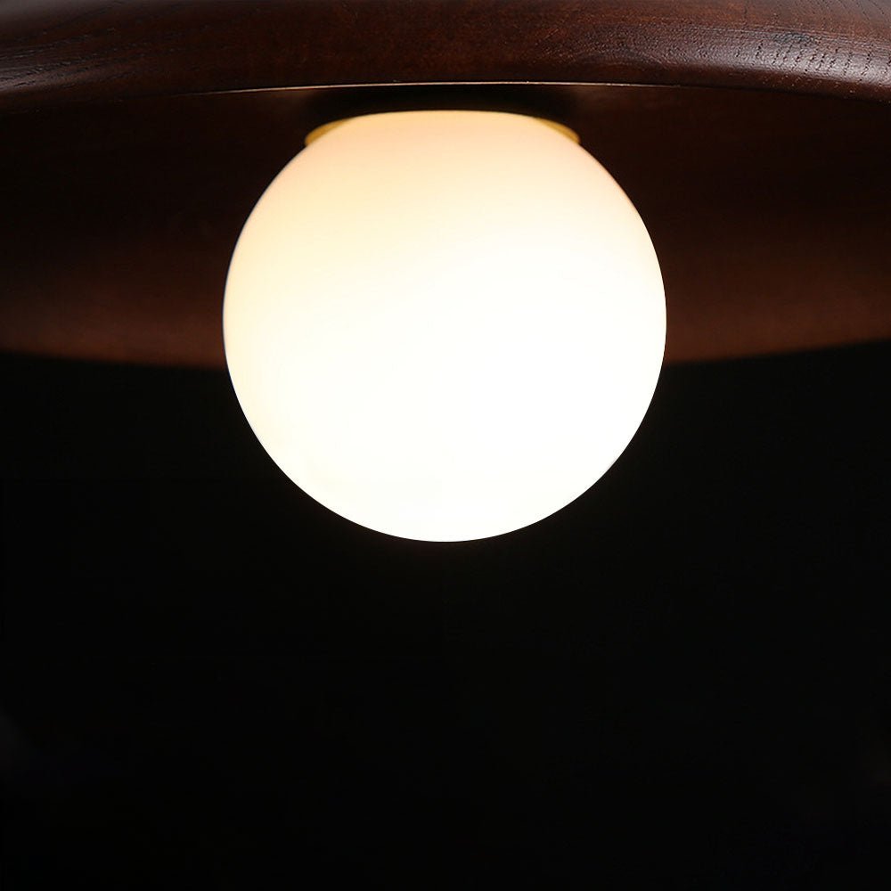 Minimalist Round Pendant Light - Nordic Wood Design for Hallway