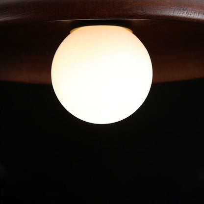 Minimalist Round Pendant Light - Nordic Wood Design for Hallway