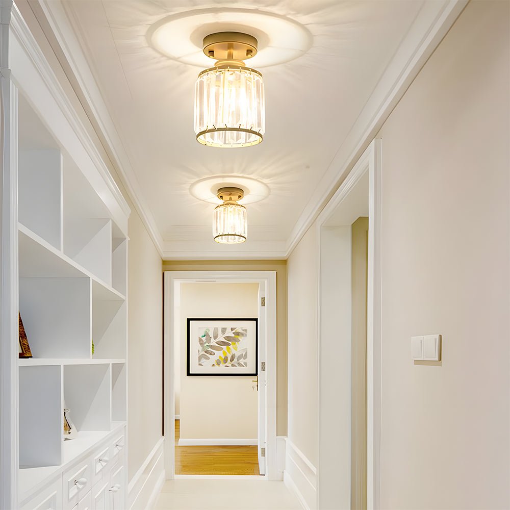Modern Semi-Flush Crystal Pendant Light for Elegant Hallways
