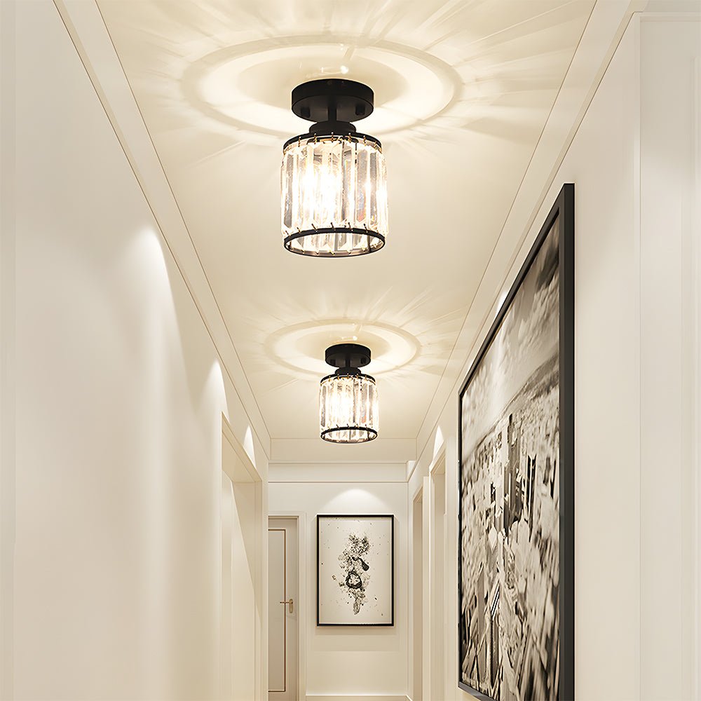 Modern Semi-Flush Crystal Pendant Light for Elegant Hallways