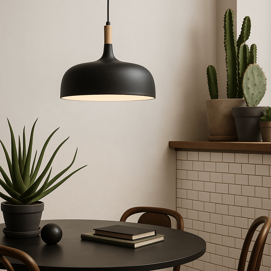 Nordic Style Pendant Light - Modern Design with Warm Wood Finish