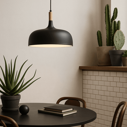 Nordic Style Pendant Light - Modern Design with Warm Wood Finish