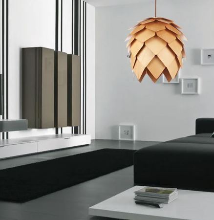 Pine Cone Pendant Light - Natural Wood Design