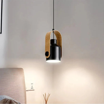 Nordic Style Pendant Light – Wooden and Metal Design for Contemporary Spaces