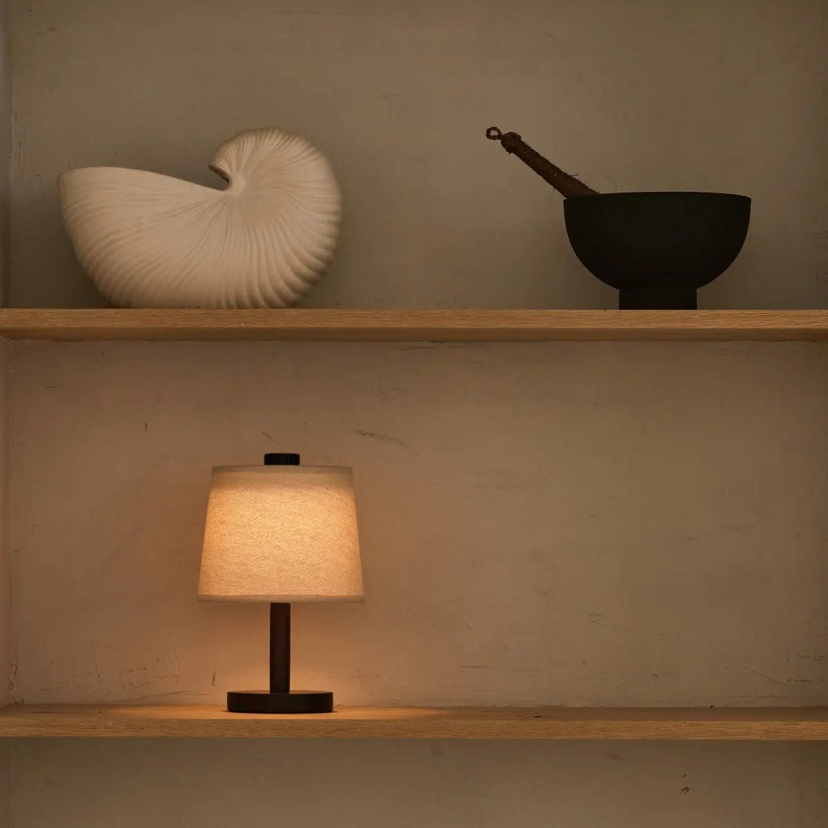 Rechargeable Table Lamp with Dimmable Feature - Minimalist Wood Design