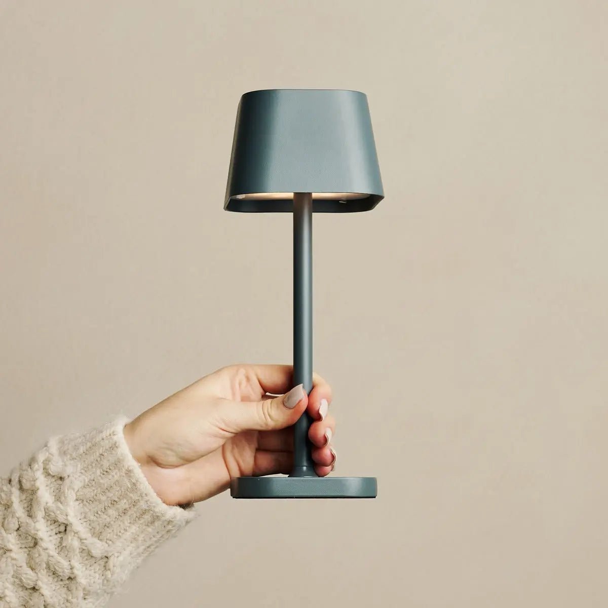 Modern Stone Grey Table Lamp – Rechargeable and Dimmable