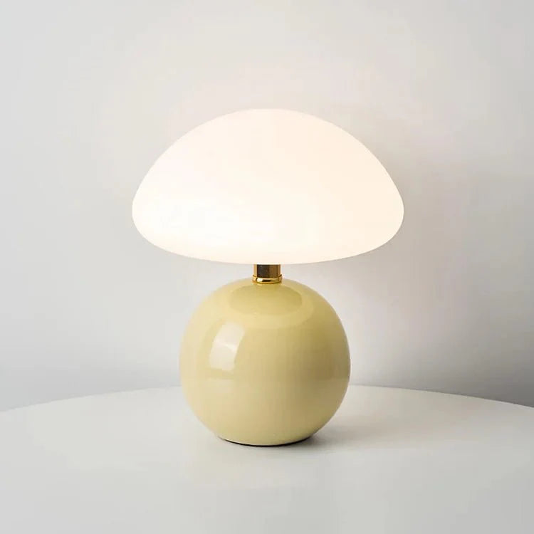 Mushroom-Shaped Table Lamp with Cream Finish
