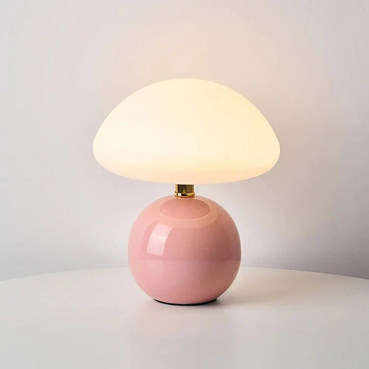 Mushroom-Shaped Table Lamp with Cream Finish