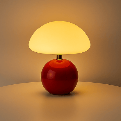 Mushroom-Shaped Table Lamp with Cream Finish