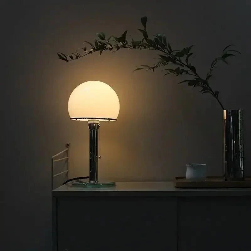 Bedside Table Lamp - Grey Glass Design