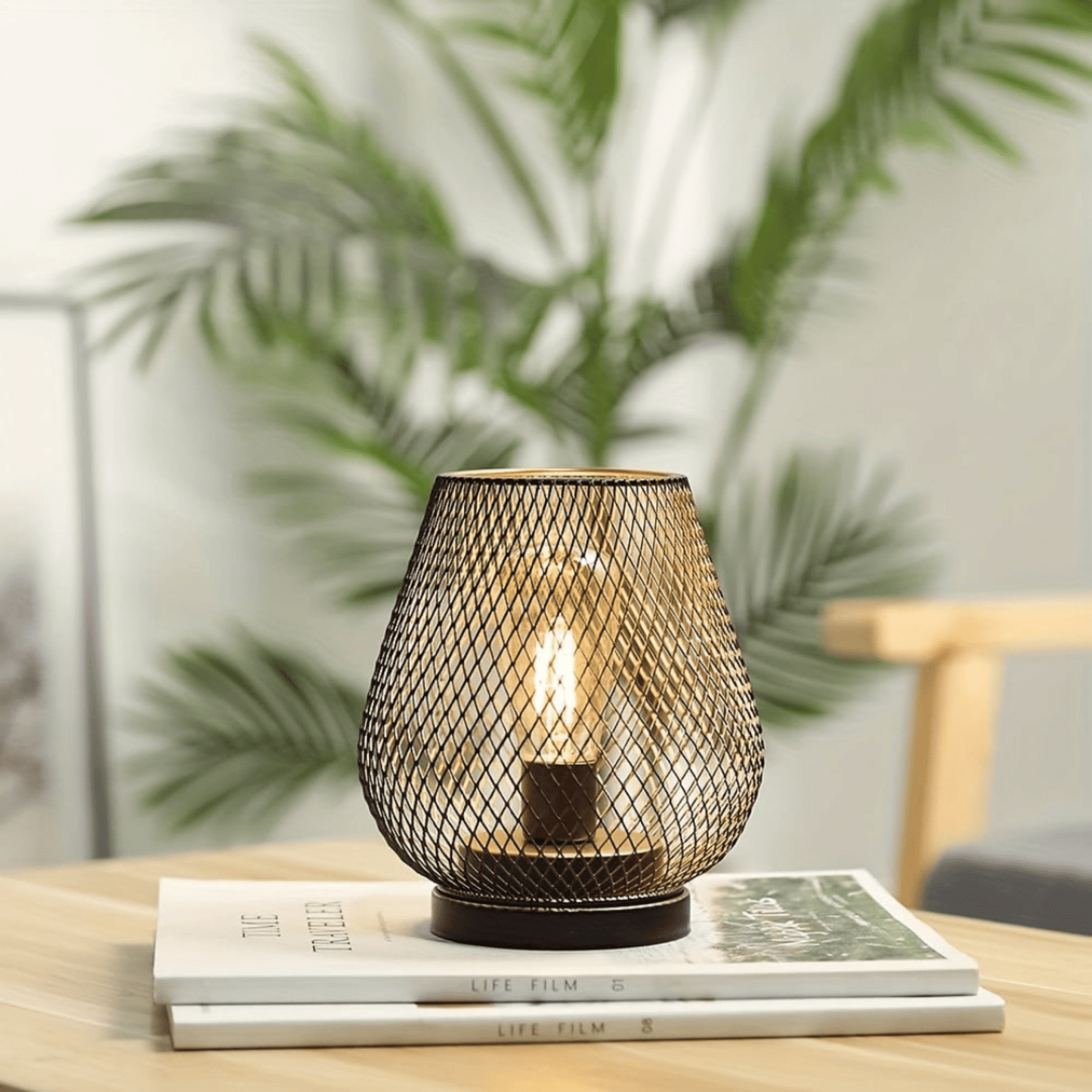 Wireless LED Lantern Table Lamp - Metal Design