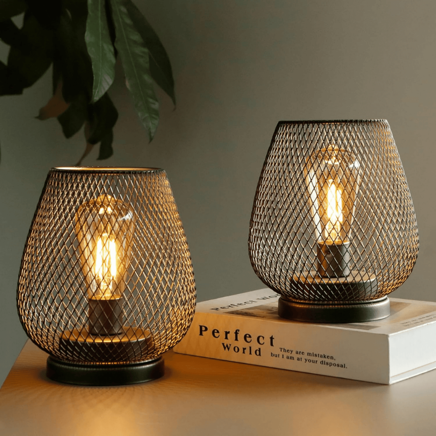 Wireless LED Lantern Table Lamp - Metal Design