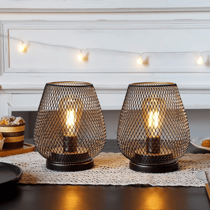 Wireless LED Lantern Table Lamp - Metal Design