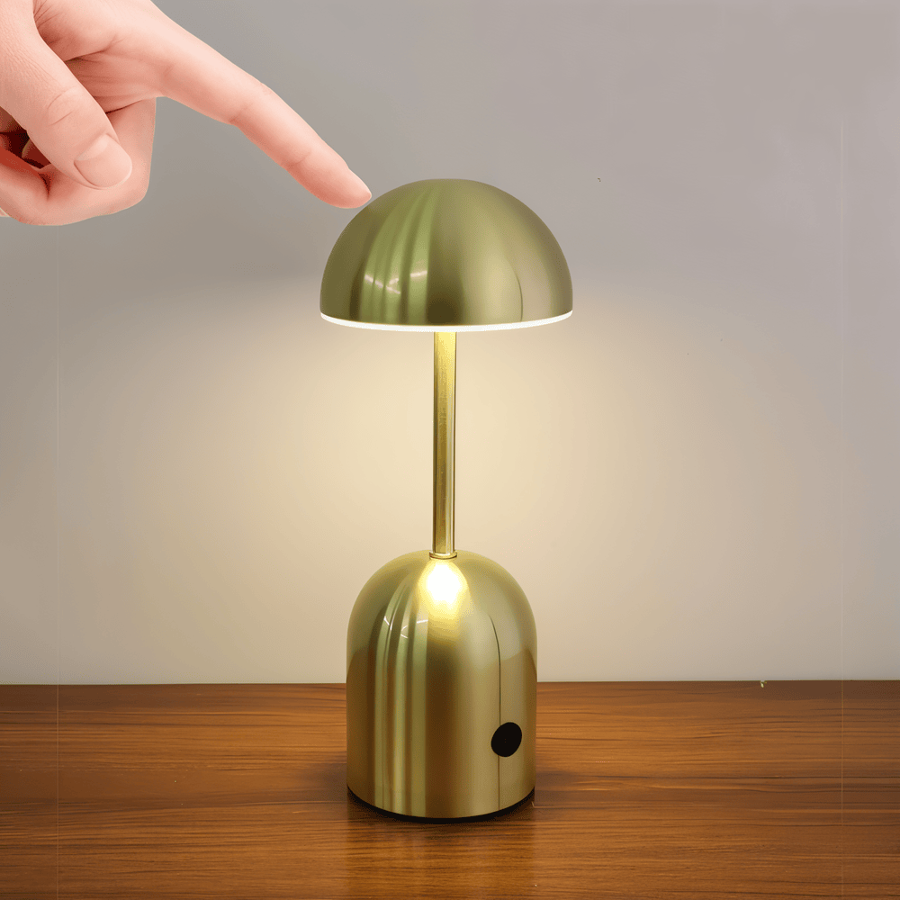 Metallic Dome Table Lamp with LED Light - Modern Elegant Accent Lighting