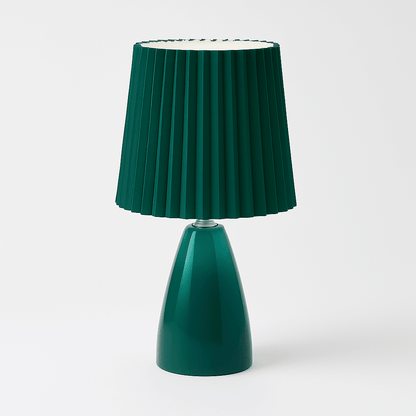 Mid-Century Table Lamp with Pleated Shade and LED Light