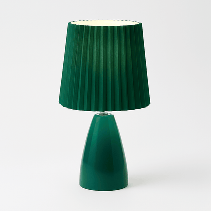 Mid-Century Table Lamp with Pleated Shade and LED Light