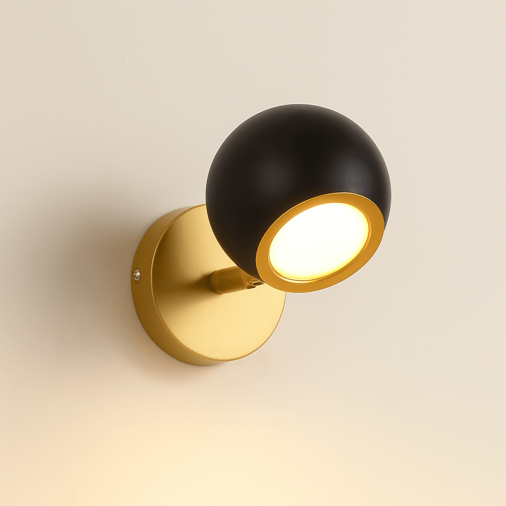 Modern Wall Light with Elegant Spherical Design and Gold Accents