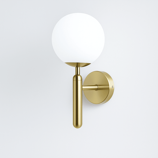 Copper LED Wall Light with Glossy Sphere for Interior Decor