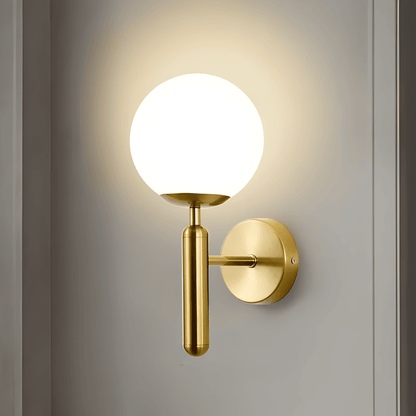 Copper LED Wall Light with Glossy Sphere for Interior Decor