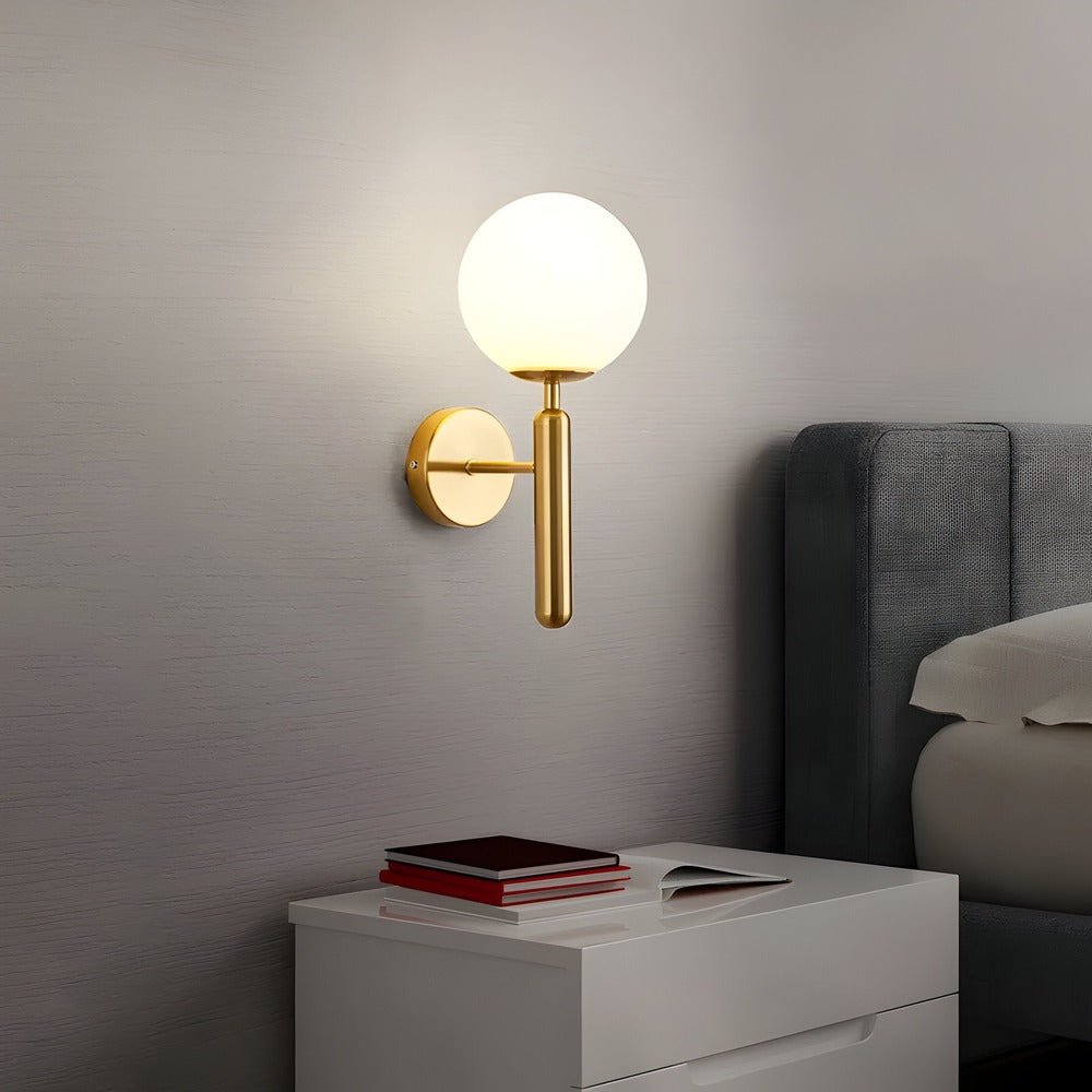 Copper LED Wall Light with Glossy Sphere for Interior Decor