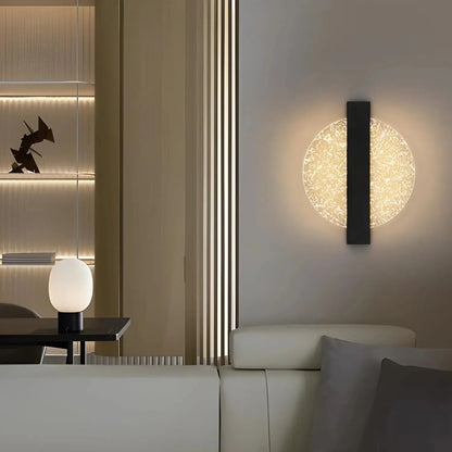 Cozy Illumination Wall Light with Round Silver Leaf Design