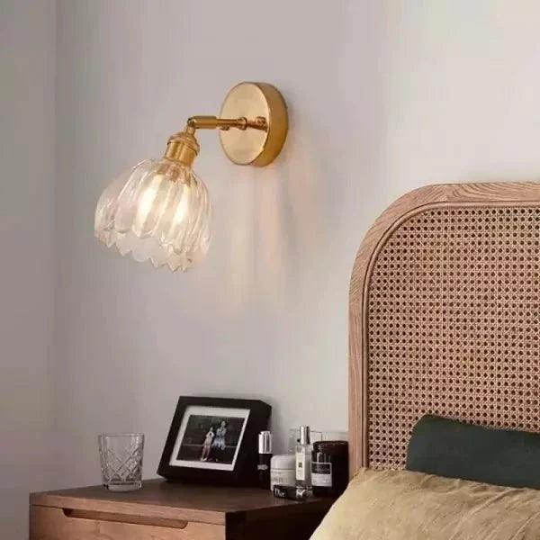 Retro Tulip Bud Flower Wall Lamp with Glass Shade