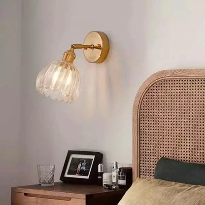 Retro Tulip Bud Flower Wall Lamp with Glass Shade