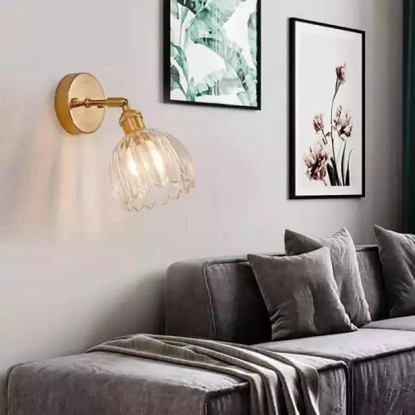 Retro Tulip Bud Flower Wall Lamp with Glass Shade