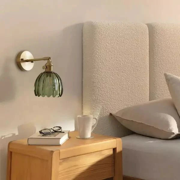 Retro Tulip Bud Flower Wall Lamp with Glass Shade