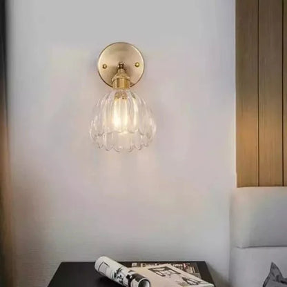 Retro Tulip Bud Flower Wall Lamp with Glass Shade